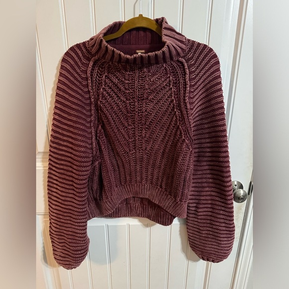 Free People Burgundy Sweetheart Mock Neck Sweater - Picture 2 of 6